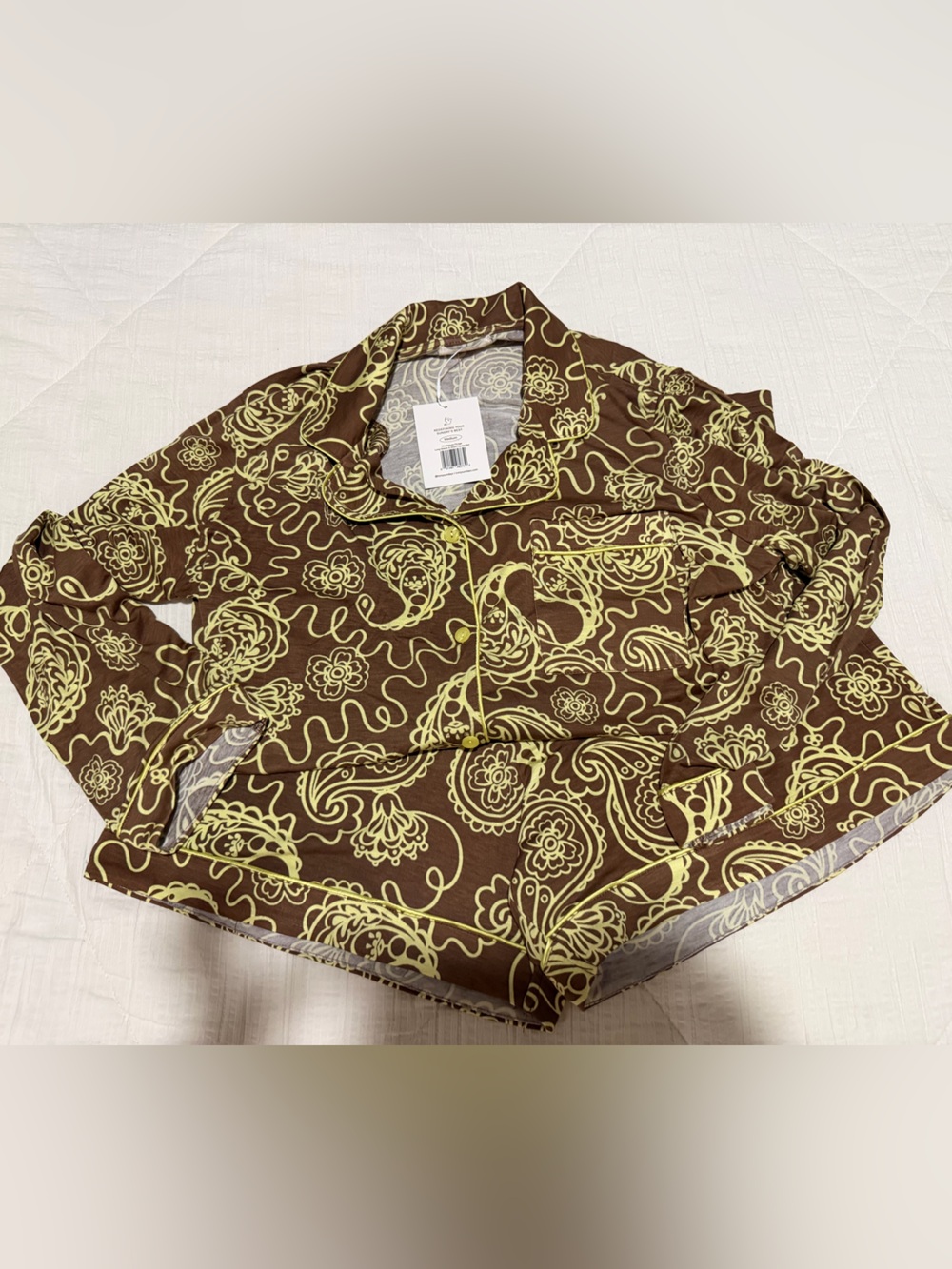 Chartreuse Mirage Long Sleeve & Short Pajama Set